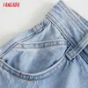 Tangada Women Elegant Denim Skirt Shorts Buttons Pockets Female Retro Summer Casual Shorts Pantalones 4M157 210609
