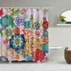 3 dの花柄のシャワーカーテンヴィンテージの風呂のカーテンのフックポリエステル生地の布印刷のカーテンのためのカーテン211115