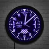 Altimeter Neon Sign LED Wall Clock Altitude Meter Tracking Pilot Air Plane Altitude Measurement Modern Wall Clock Watch Gag Gift 210310