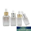 Storage Bottles & Jars 10ml 20ml 30ml 50ml Square Glass Dropper Bottle Gold Silver Ring White Top Cosmetic Packaging Empty Frost Essenti Factory price expert al O