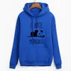 Marca tracksuis moda mulheres manga comprida hoodies moleton feminino lã hoodies panda eu odeio manhã camisola feminino 201006