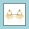 Dangle Lustre Jewelrycolorf Cristal Gland Boucles D'oreilles Charme Boucles D'oreilles Cercle Géométrique Rond À La Main Frange Boucle D'oreille Bohème Bijoux Wedd