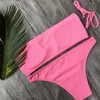 S-XL Sexy Bandeau Bikini Frauen Bademode Weiblichen Badeanzug Zwei-stück set Plissee Badende Badeanzug Schwimmen Tragen 210625