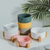 Нескользящий коврик Mat Matt Pink Ceramic Cat Cat Bower Нет разливы домашних животных Питание воды Кошки маленькие большие собаки 850 мл