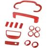 ABS Car Interior kit Volante Cruscotto Trim 14PC Rosso Per Jeep Wrangler JK 2007 2008 2009 2010