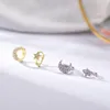 Hoop Huggie Korean Style Women Earrings 925 Sterling Silver Star Moon Zircon Ear Buckle Romantic vackra smycken