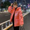 Ly Varey Lin Winter Sweet Glossy Bomull Coat Kvinnor Ställ Collar Candy Big Pocket Långärmad Solid Loose Padded Jackets 210526