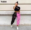 Hosen Frauen Mode Hohe Taille Breite Bein Jogginghose Herbst Streetwear Casual Elastische Patchwork Jogger Frau Weiche Hosen 211115