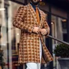 Men039S jackor Mens Double Breasted Jacket Tryckt Turndown Collar Cardigan Coats Vintage Houndstooth för män Autumn Winter H2159463