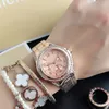 Marken-Quarz-Armbanduhr für Damen und Mädchen, 3 Zifferblätter, Kristall-Stil, Metall-Stahlband, Uhren M96 26872231