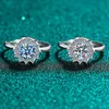 inbeaut Excellent Cut D Color Pass Diamond Test Flower Ring 925 Silver Blue Moissanite Engagement Rings for Teen Girl
