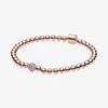 Fine jewelry Authentic 925 Sterling Silver Bead Fit Pandora Charm Bracelets Rose Gold Beads & Pave Bracelet Safety Chain Pendant DIY beads