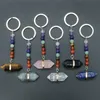 7 Chakra Beads Encantos Natural Pedra Pilar Chave Chaveiro Moda Cura Reiki Keyholder Boho Jóias Carro Keychain para Mulheres