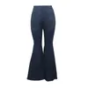 Tsuretobe Fashion Denim Flare Pants Women Retro Ripped Jeans Wide Leg Trousers Lady Casual Bell-Bottoms Flare Pant Female 210302