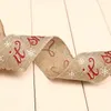 200cm Linen Christmas Gift Box Decorations Ribbons Printing Grosgrain DIY Lace Ribbon for Xmas Wrapping WLL380