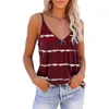 Sommar Casual Loose Tank Top Kvinnor Ärmlös Camisole V-Neck Striped Print Tank Tops Ladie Sling Top Vest 210623