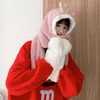 Sciarpe Donne Inverno Kawaii Cervi Antlers Sciarpa con cappello Moda Carino Fluffy Animale Cappuccio caldo 2021 e regalo dolce autunno