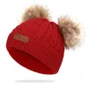 帽子のキャップベイビースタッフハットニット冬の温かいファッションボーイガール快適なヘッジ模倣ラクーンヘアボール高品質の子供キャップ