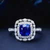 Valuable Sapphire Cz Ring 925 sterling silver Party Wedding band Rings for Women Bridal Promise Birthday Jewelry Gift