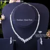 CWWZIRCONS Topkwaliteit Marquise Cut CZ CUBIC ZIRCONIA Bruiloft Choker Ketting en Oorbellen Bridal Prom Dress Sieraden Sets T398 H1022