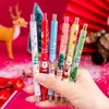 BallPoint Pennor 6st / set Christmas Cartoon Gel Pen Black Bläck Neutral Santa Reindeer Tree Snowmen Signatur School Stationery Presenter