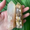 6-7cm Natural Cherry Blossom Agate Point Wand Tower Obelisk Healing Crystal Decoration Minerals