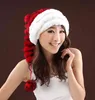 MWfur Christmas Gift Novelty Fun Santa Hat Winter Warm Pompom Rex Rabbit Fur Christams Hat for Women