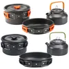 Camp Kitchen Picnic Camping Cookware Ultra-Light Przenośny Outdoor Water Czajnik Pan Pot Podróży Aluminiowe Zestawy Gotowania Naczynia Piknik Piknik1