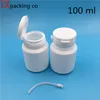 50 PCS 100 ML Weiß Kunststoff Leere Flasche Pille Lose Pulver Behälter Nachfüllbare Verpackung Topf Kostenloser Versand Kosmetische Creme jar hohe qualtität