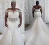 Robes De Mariée En Satin De Taille Plus Sirène Perles De Cristaux D'épaule Sur Mesure Femmes Africaines Robe De Mariée Dos Ouvert Corset Vestidos De