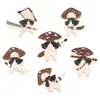 Brooches Pins for Women Fashion Funny Swordsman Mushroom Badge for Dress Cloths Bags Decor Cute Enamel Metal Jewelry Wholesale