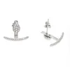 high quality 100% 925 sterling 3 colors double sided pave cz cuff jaket silver earring