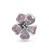 Memnon Jewelry 925 Sterling Sparkling Peach Blossom Flower Charm Clover Cut Out Charms Bright-Eyed Turtle Beads Cap, Book Scroll Bead Fit Pandora Style Armbänder Diy