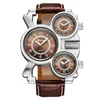 Armbandsur modedesigner märke oulm 1167 herrklockor av hög kvalitet läderband 3 japan movt kvarts casual watch montre homme mark