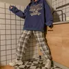 ブラックパーカー女性のトレンド秋冬フード付きスウェットシャツパンクヒップホップ女子学生緩いプラスベルベットの肥厚210526