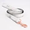 Marble Dog Collar Personalized Faux Leather Leash with rose metal buckle Y200515