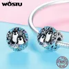 WOSTU аутентичные стерлингового серебра 925 стерлингового серебра Penguin Fit Charm браслет ожерелье подвеска мода бренд ювелирных изделий подарок CQC992 q0531