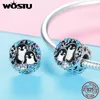 WOSTU authentieke 925 sterling zilveren pinguïn familie kralen fit bedel armband ketting hanger mode merk sieraden cadeau CQC992 Q0531