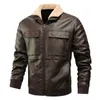 Men's Fur & Faux HENCHIRY Mens PU Leather Jacket Male Locomotive Detachable Lapel Winter Coat High Quality Plus Velvet Warm