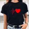 T-shirt Women's Harajuku Love T-shirt T-shirt Femmes Mode Mode Noir Graphique T-shirts Femmes 2022 Nouveau été Femme Vêtements G220228