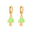S2537 Fashion Jewelry Glaze Mushroom Dangle Hoop Earrings Retro Plants Earrings