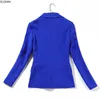 Vestito femminile della primavera femminile di colore solido auto-coltivazione professionale giacca blu pantaloni di moda intervista set 210527