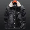 Vestes pour hommes hiver chaud Denim polaire doublé Thck thermique jean manteau coupe-vent avec broderie vêtements d'extérieur décontractés hauts
