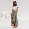 Pleated Skirt Women Summer Casual Lace-Up Elastic Waist Midi Woman Patchwork Ruffles High s Falda Plisada Mujer 210619