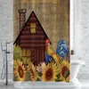 Rideaux de douche ferme tournesol coq Vintage étanche rétro salle de bain décor rideau bain maison