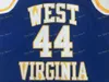 Men West Virginia East Bank High School Mountaineers Jerry 44# West Jerseys Blue Embroidery Basketball Jerseys