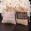 8.5x11cm 50Pcs Lace Natural Jute Burlap Drawstring Bag Jewelry Gift Candy Bag Home Decoration Wedding Party Decoration Supply 210724