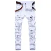 Ankomst Mäns Bomull Ripped Hole Jeans Casual Slim Skinny Vit Jeans Men Byxor Mode Stretch Hip Hop Denim Byxor Man 220311