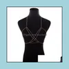 Inna biżuteria do ciała Rhinestone Bra Bra Beach Błyszcząca kryształ kropli klatka piersiowa wiązka bikini biżuteria 2021 6q79e