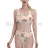 Kadın Mayo Çiçekleri Tasarım Mayo Bikini Yastıklı Yüksek Bel Çiçek Deseni Güzel Vintag Pembe Kız Gül Gülleri Shabby Chic Sevimli